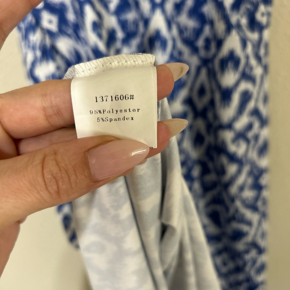 Blue and White Ikat High Neck Halter Midi Dress (Size L) - Picture 6 of 7